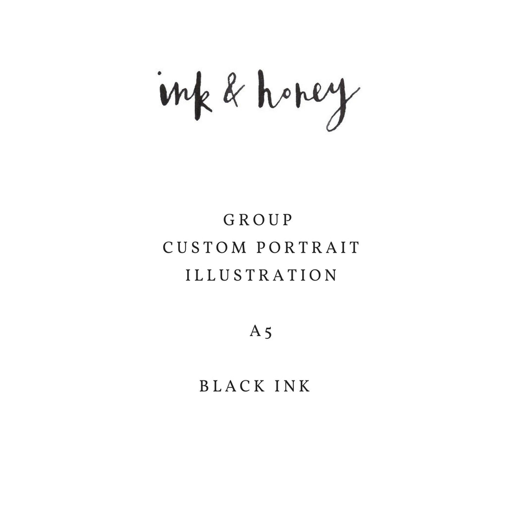 A5 Group Custom Portrait in Black Ink