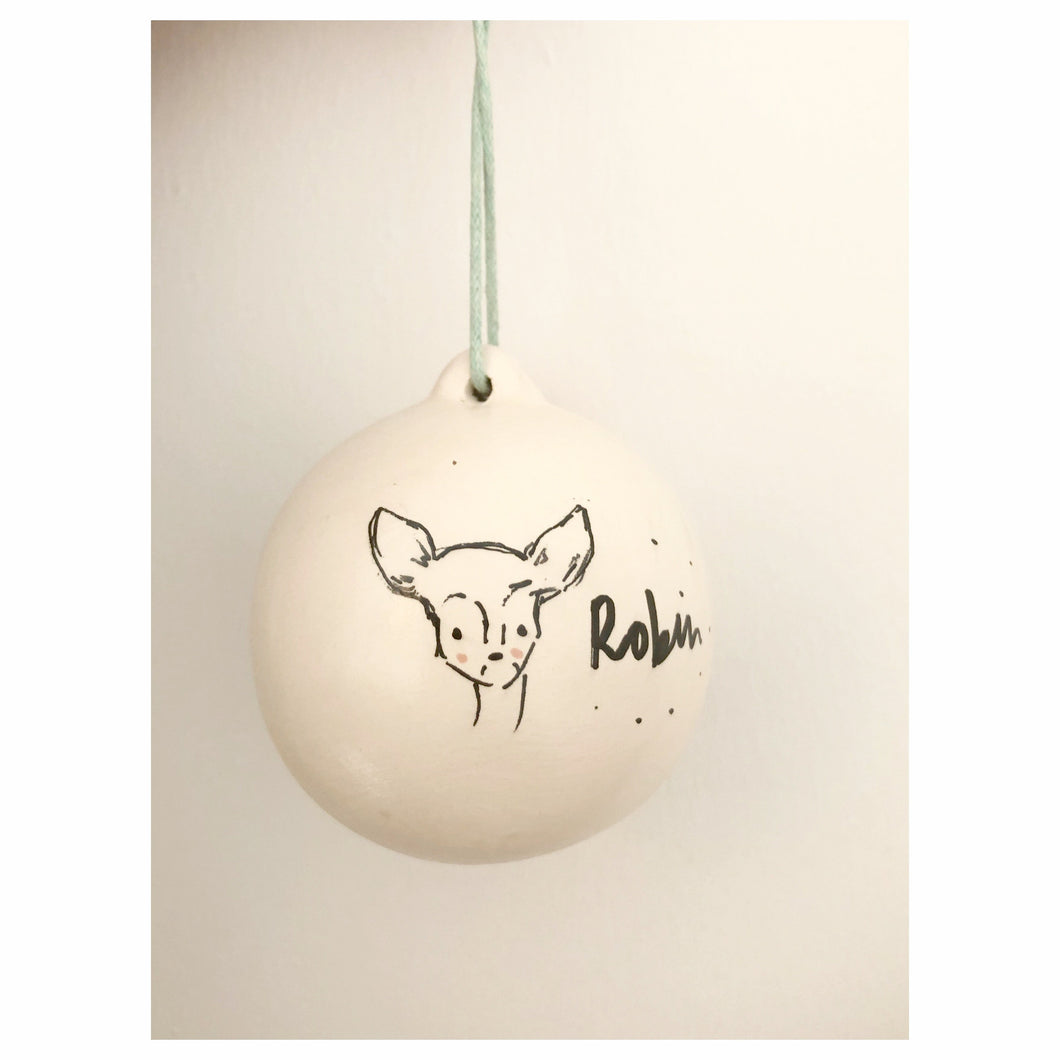 'Little Fawn' Illustrated Bauble